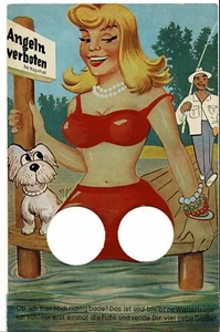 Novedad Postal De Colección DE Alemania Pesca en Agujero Prohibida-Niña Traje de Baño B7 - Imagen 1 de 2