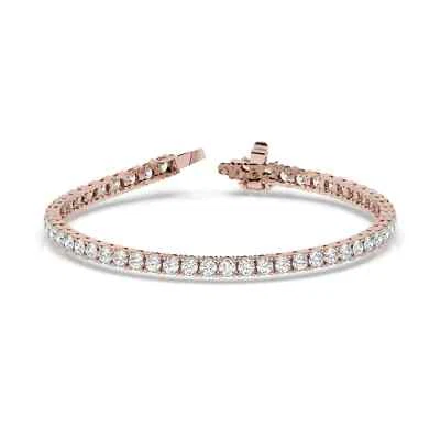 Pulseira de tênis masculina 5,50 CT corte redondo criada em laboratório diamante acabamento em ouro rosa 14k - Imagem 1 de 4