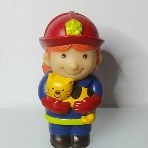 Battat Woman Girl Firefighter Fireman Holding Cat Toy Figure - Picture 1 of 5