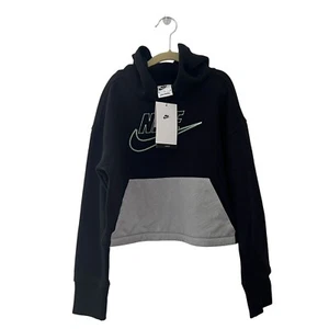 Nike Girls Sportswear Crop Sweatshirt 'Icon Clash' in Black Sz M NWT - Picture 1 of 13