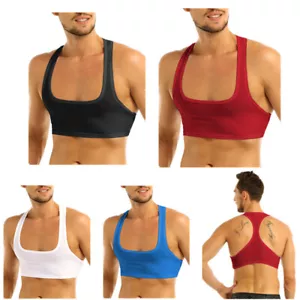 Men's Sports Crop Tank Tops Vest Y-Back Fitness Muscle Fishnet T-shirt AU - Picture 1 of 57