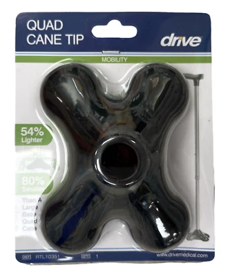Drive QUAD CANE TIP FREE Standing fits 3/4" diameter shaft BLACK RTL10351 - Image 1 of 2