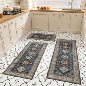 3 Pcs Kitchen Rugs Sets with Runner Non Slip Kitchen Mats for Floor Washable - Picture 1 of 5