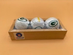 NFL Green Bay Packers Set of 3 Golf Balls w/ Wooden Crate - Sealed HTC - Picture 1 of 4