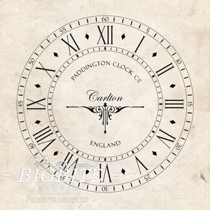 WASSERAUFKLEBER: Paddington alte Uhr Gesicht Zeigerlos (Zum Selbermachen Druck Transfer) #068 - Bild 1 von 3