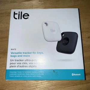 Tile Mate 2022 Item Finder Tracker RE-40001 (2 Pack) Black & White New Sealed - Zdjęcie 1 z 3