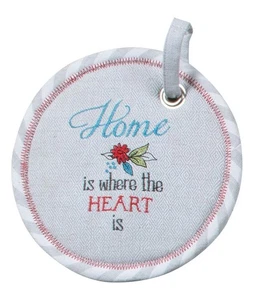 Embroidered Potholder | Floral Design | Home Is Where The Heart Is | Cotton NEW - Picture 1 of 1