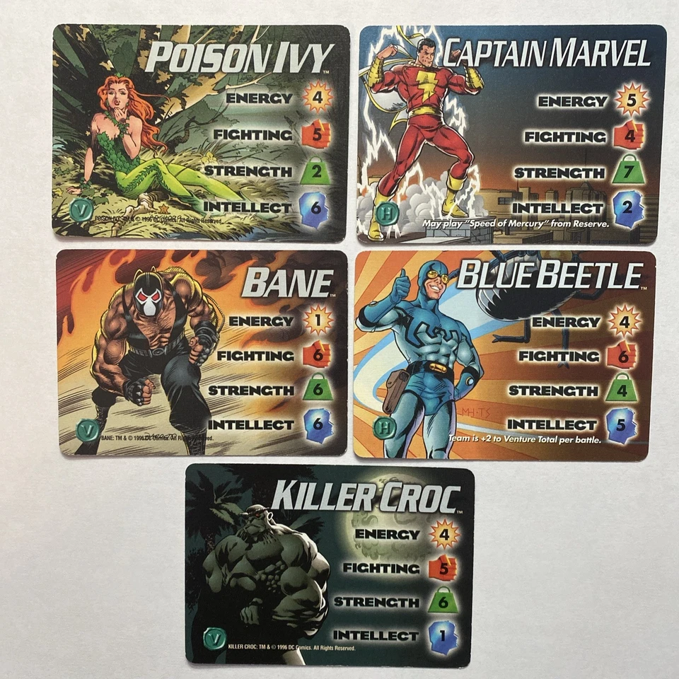 (5) 1996 DC OVERPOWER COLLECTABLE CARD GAME "CHARACTER CARDS" No Doubles - Image 1 of 4