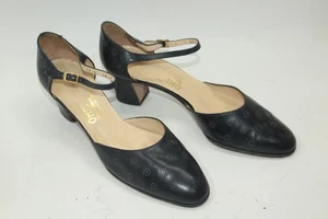 SALVATORE FERRAGAMO women shoes sz 9 Europe 40 black leather Made in Italy S9395 - Picture 1 of 5