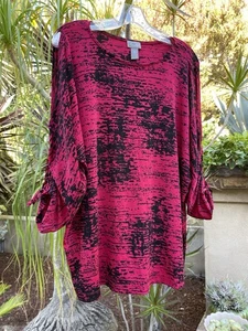 Chico's Travelers Cold Shoulder Ruched Sheered~Tie Sleeves~Top Blouse SZ.3(XL) - Bild 1 von 10