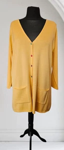 Kimmy weiche Strickjacke Jacke Longstrickjacke bunte Knöpfe Taschen Gelb Gr. XL - Bild 1 von 5