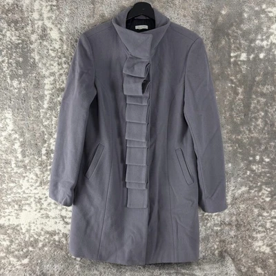 Abrigo Granate Hill Talla 8 Mezcla Lana Gris Botón a Presión Manga Larga Exterior Foto 1 de 4