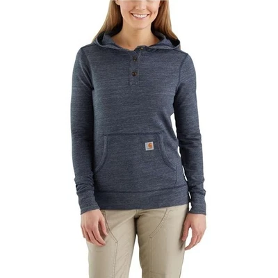 Sudadera con capucha para mujer Carhartt azul Henley talla pequeña Foto 1 de 4