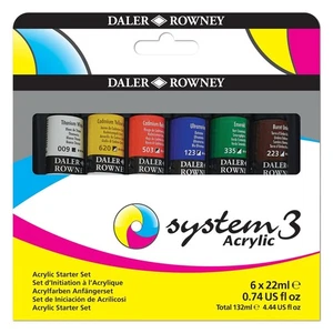 Daler-Rowney System 3 Acrylic Paint Starter Set 6 x 22ml - Picture 1 of 5