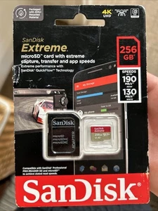 SanDisk Extreme 256GB Micro SD Card With Adapter - Zdjęcie 1 z 1