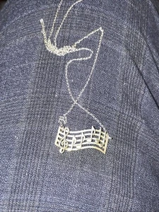 Collar Cadena Notas Musicales Plata Esterlina 925 De Colección - Imagen 1 de 4