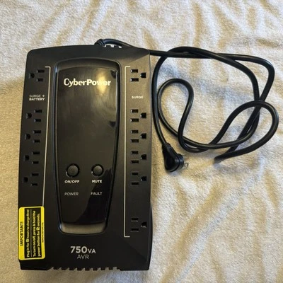 CYBERPOWER 750 VA AVR POWER SUPPLY 12 OUTLET AVRG750LCD WITH BATTERY TESTED - Image 1 of 3