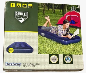 Cama de aire individual Bestway 185x76x22 cm inflable inflable flocado cama de camping NUEVO - Imagen 1 de 8