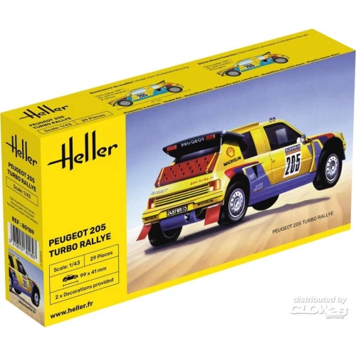 PEUGEOT 205 TURBO RALLY KIT 1:43 Heller Kit Auto Modellino Nuovo - Immagine 1 di 1