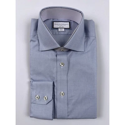 Camisa de Vestir Charles Tyrwhitt Calce Ajustado Azul Cielo Tejido Westminster 16/35 Nueva con Etiquetas Foto 1 de 4