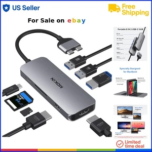 MacBook Docking Station Dual HDMI 4K USB-C Hub with Card Reader 100W Power - Picture 1 of 11