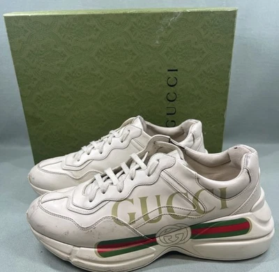 Zapatillas Gucci Rhython Cuero Talla 9 500877 'Logo' Cuero Marfil Diseñador 2017 Foto 1 de 4