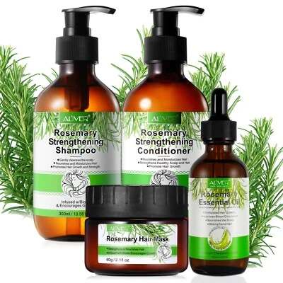 Haarpflege Rosmarin Set Shampoo Conditioner Haarmaske Haaröl Haarwachstum Vegan - Bild 1 von 4