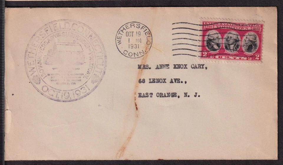 1931 Victory at Yorktown  Sc 703-1 Wethersfield Chamber of Commerce 1st (B - Image 1 of 1