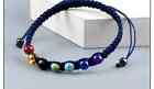 Handmade 7 Chakra Beads Bracelet 6mm Natural Stone String Braided Reiki - Blue