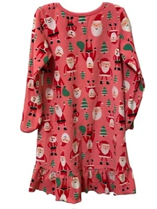 Carters Girls Fleece Christmas Nightgown Size 6-7 Pink Santa Long Sleeves - Picture 1 of 11