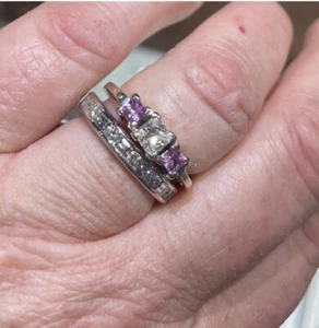 Diamond & Pink Sapphire Ring 14k - Picture 1 of 4