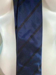 D&G Blue & Black Diagonal Striped Silk Tie - Picture 1 of 2