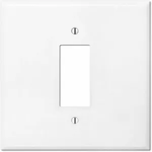 Two Gang Jumbo Metal Light Switch Plate 5.5” Rocker Duplex Center 2 Blank White - Picture 1 of 14