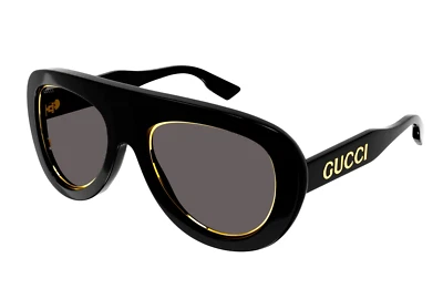 Nuevas gafas de sol GUCCI Aviator GG1152S 001 54-21 140 marco negro y dorado lentes grises Foto 1 de 4