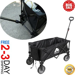 Wagon Folding Cart Collapsible Garden Beach Utility Outdoor Camping Sports Black - Picture 1 of 8