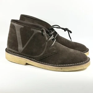 New Valentino Garavani V Logo Suede Leather Brown Desert Boots Size 41EU/8US - Picture 1 of 9