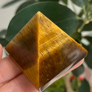 1 Stck. Natürliche Tigerauge Quarz Pyramide Geschnitzt Kristall Spitze Reiki Heilung 40 mm - Bild 1 von 9