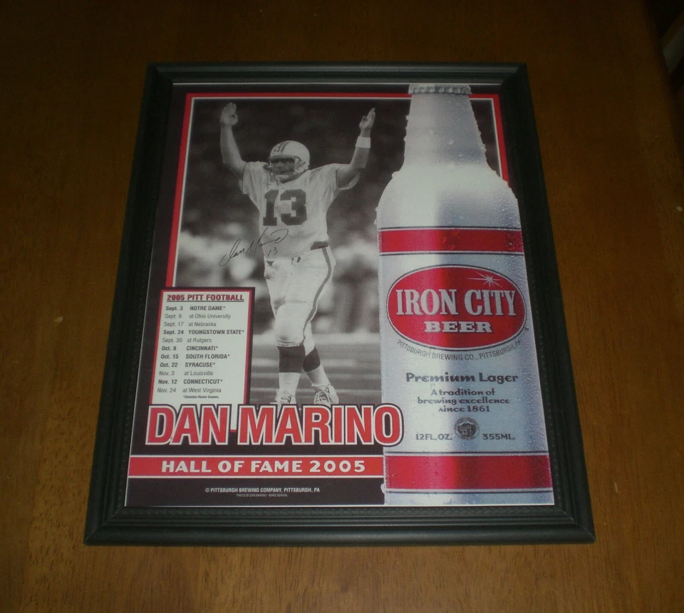 DOLPHINS DAN MARINO IRON CITY BEER SALÓN DE LA FAMA 2005 IMPRESIÓN ENMARCADA A COLOR  Foto 1 de 1