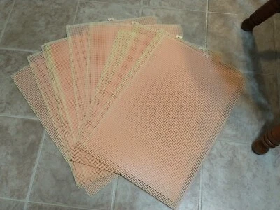 Darice 12 sheets of 7 Mesh PLASTIC CANVAS 18x12 flesh tone discolored/faded - Image 1 of 4