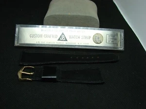 CINTURINO OROLOGIO DA POLSO VINTAGE NOS JB NERO RIFINITO A MANO SCANDIA VITELLO 22mm! band10 - Foto 1 di 2