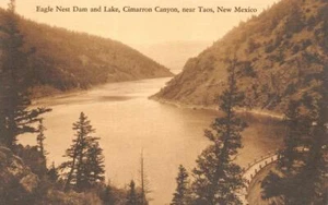 TAOS, New Mexico NM EAGLE NEST DAM & LAKE Cimarron Canyon ALBERTYPE Postcard - Picture 1 of 2