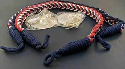 Corbatas de cortina tejidas rojas/blancas/azules, juego de 2 con ganchos Foto 1 de 4