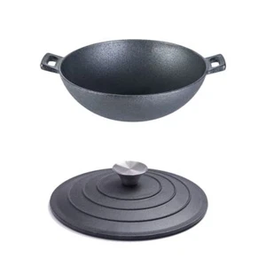 Forza Kadhai Cast-Iron With Lid Combo Pre-Seasoned Cookware Induction GEc - Picture 1 of 5