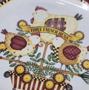 Vtg Sakura Debbie Mumm 12 Days Christmas Three French Hens Salad Dessert Plate - Afbeelding 1 van 6