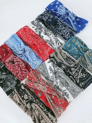 Mujer Niña Retro Boho Hiphop Paisley Bandana Banda para el Cabello Cruz Diadema Torcida  Foto 1 de 4