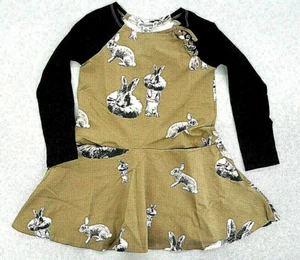 Toddler/Girls Art & Eden 4-Way-Stretch Tan Bunny Long Sleeve Dress Sizes 2T - 10 - Picture 1 of 3