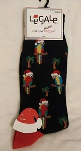 Legale Men's Novelty Christmas Socks Parrot Santa Hat Shoe Size 8-12 - Picture 1 of 4