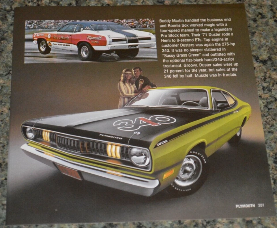 1971 Plymouth Duster 340 Picture Feature Print 71 Mopar 21 - Image 1 of 1