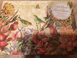 Punch Studio Birds  & Flower Notecards in Storage Box New Nice Detail