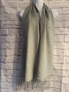 🧣Grey Cashmere Scarf Made In Scotland Fringe End #458 - Picture 1 of 4